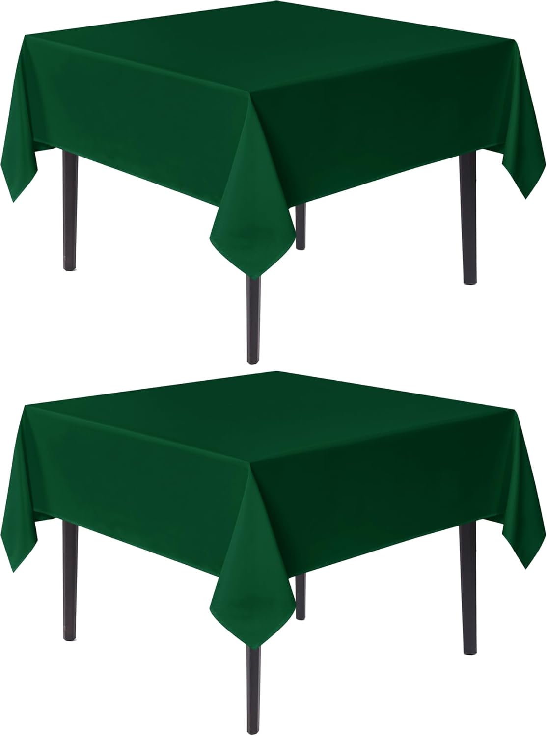 sancua Square Tablecloths 60x60 Inch Hunter Green, 2 Pack - Fabric Table Cloth for Square or Round Tables, Washable Polyester Table Cover for Christmas Dinner, Holiday Party, Display Tables