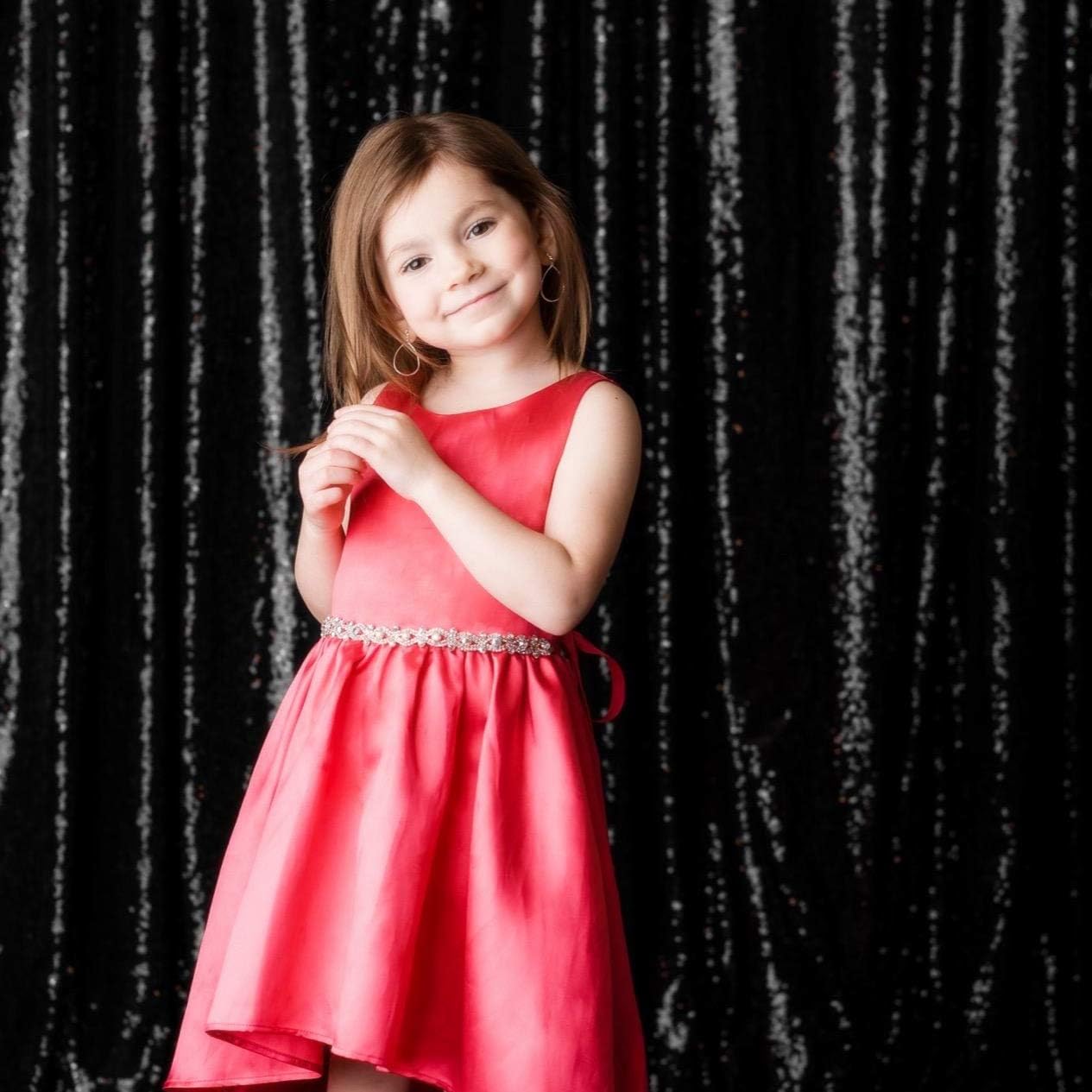 Eternal Beauty Black Sequin Backdrop, 8x8 Ft Halloween Glitter Background Curtains for Shimmer Photography Party Wedding Birthday Back Drop Decor