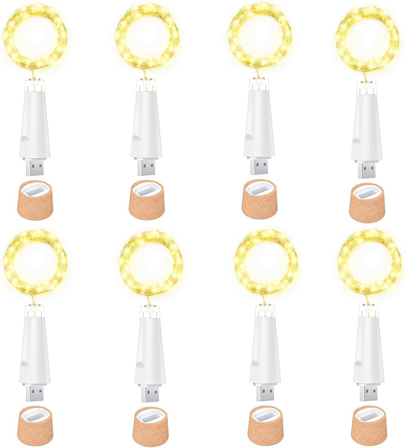 USB Bottle Lights Rechargeable Wine Bottle Fairy Lights Cork LED String Lights 20 LEDs Copper Wire for Table Party DIY Decor