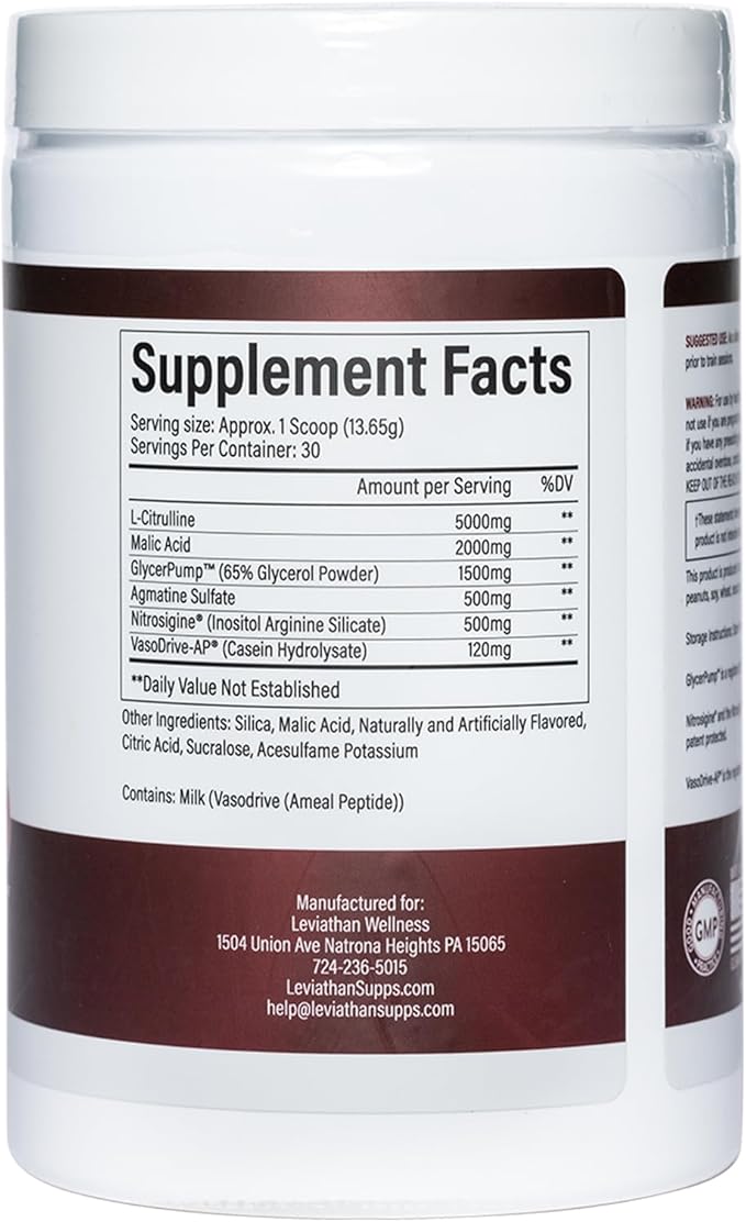 Vigor - Stimulant-Free Nitric Oxide Pre-Workout Powder | L-Citrulline (5000mg), Malic Acid (2000mg), GlycerPump (1500mg)| Fruit Punch| 30 Servings, 13.86g Each | Made in The USA