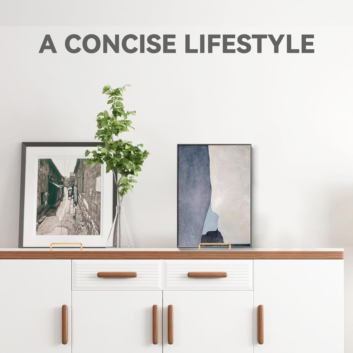 Decolore 4 Pack 8.5 Inch Gold Plate Stands Square Tabletop Easel Display Stand Frame Stand for Picture, Decorative Plate, Photo Easel and Artistic Work