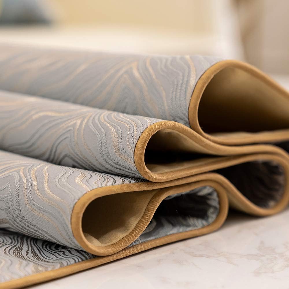 Avigers 12 x 108 Inch Decorative Luxury Abstract Striped Silver Gray Table Runners with Tassels for Home Living Room Bedroom Art Decor Wedding