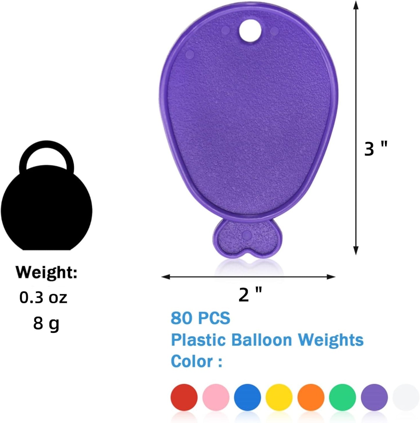 80 Pcs Plastic Balloon Weights, Reusable Colorful Balloons Pendants, Wedding Birthday Party Balloons Accessories for Helium Balloon Decoration