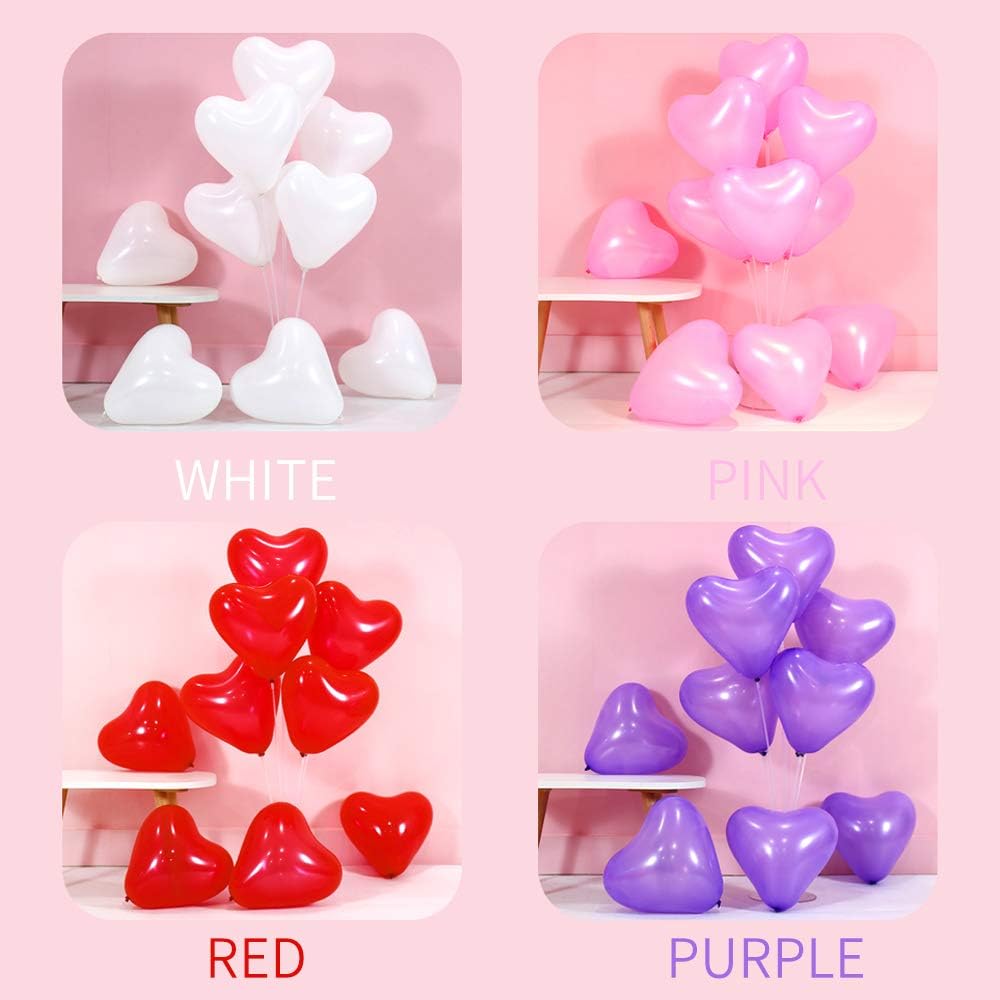6-inch Heart shaped balloons 10 Kinds of Mixed Color Latex Balloons for Valentines Day,Propose Marriage,Wedding Party.(red, purple,yellow,green,blue, pink, white,orange,etc.)