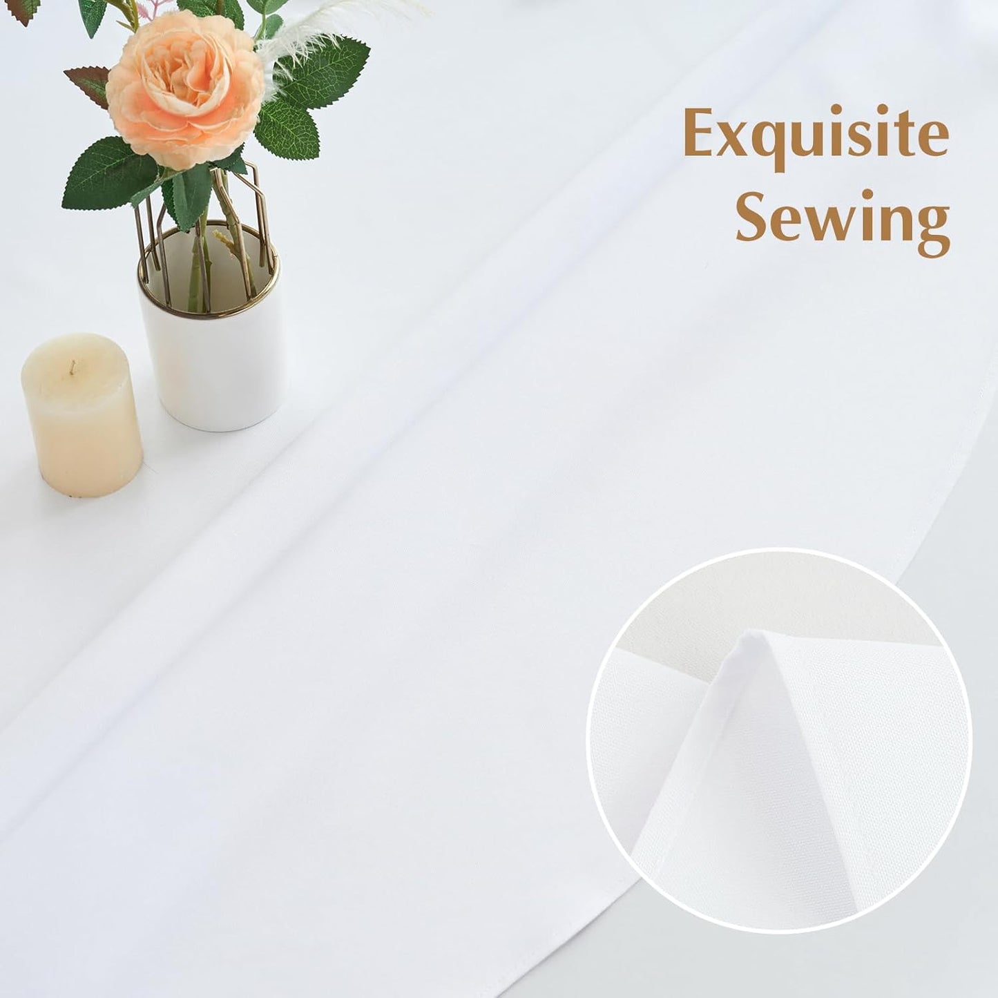 2 Pack Round Table Cloth 60 Inch White Tablecloth Washable Polyester Solid Dining Table Cover for Birthday Party Dinner Holiday Outdoor Indoor