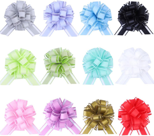 12 Pcs 6inch Pull Bow Gift Wrapping,Pull Bow for Birthday, Christmas, Party, Holiday, Gift Boxes Bow Basket Packaging Bows for Valentine's Day Presents Flower Decorations