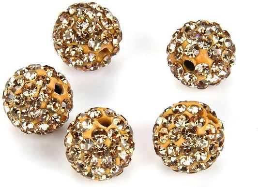 25pcs Adabele Grade A Suncatcher Crystal Rhinestone Pave Loose Beads 12mm Crystal Golden Shadow Polymer Clay Disco Ball Spacers Compatible with Shamballa All Craft Jewelry Making DB12-28