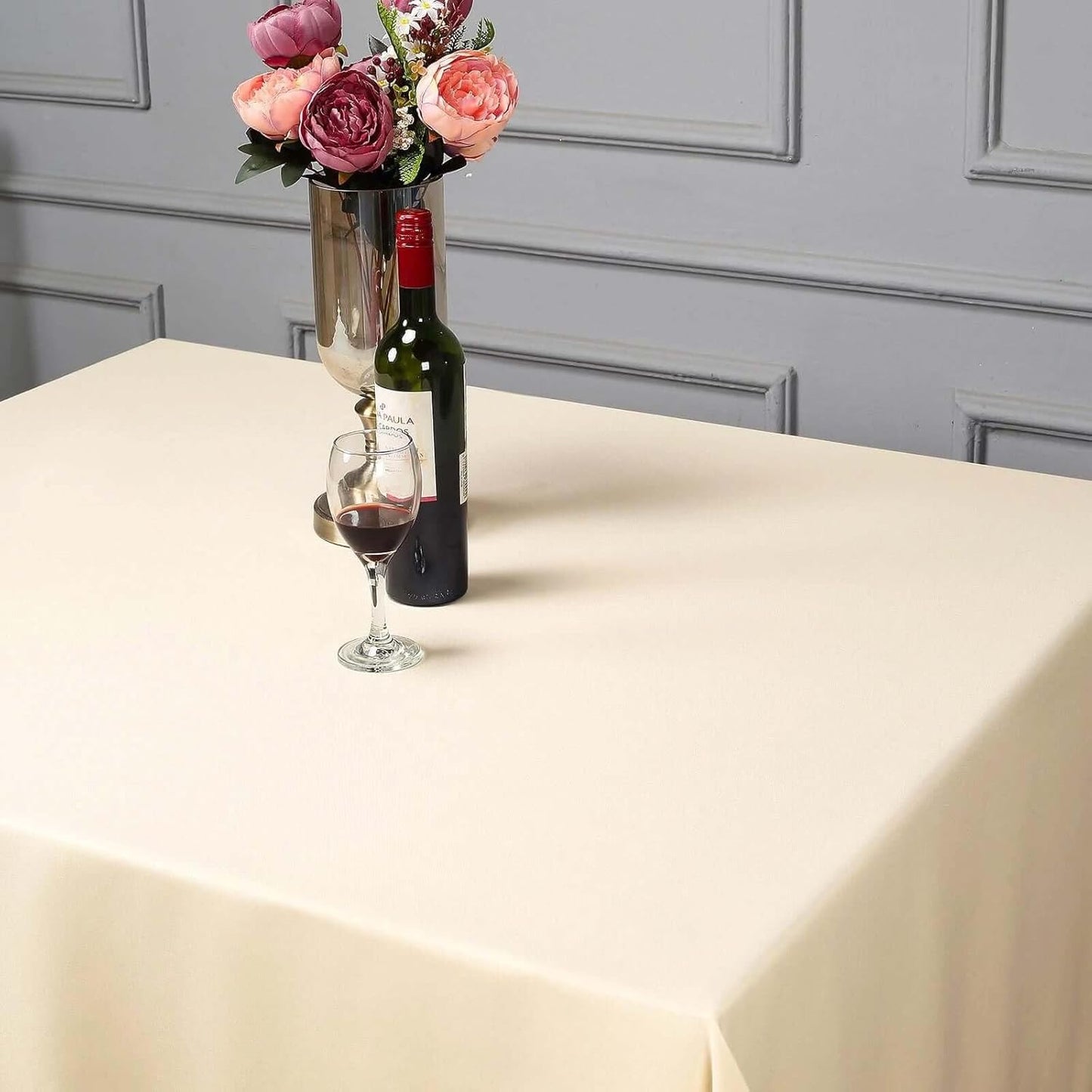 Efavormart 90" Beige Wholesale Linens Polyester Square Linen Tablecloth for Kitchen Dining Catering Wedding Birthday Party Events