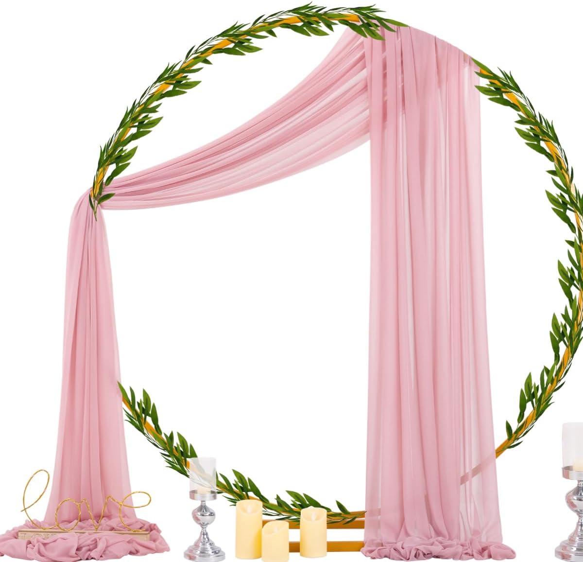 Socomi Wedding Arch Draping Fabric 29" x 20Ft 1 Panel Dusty Rose Sheer Outdoor Curtain Drapes Extra Long for Bridal Baby Shower Ceremony Birthday Party Decor