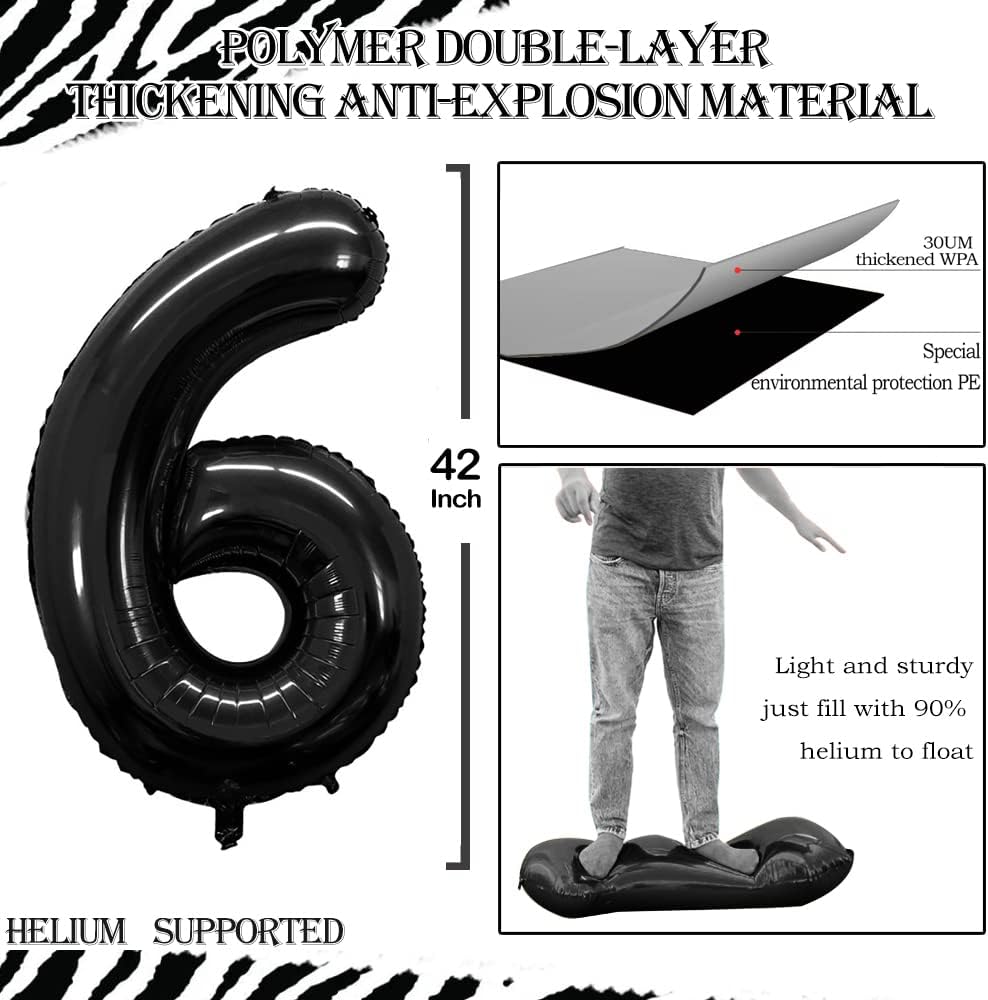 GOER Number 60 Balloons for 60th Birthday Party Decorations,42 Inch Jumbo Foil Helium Balloons for 60th Anniversary (Black)