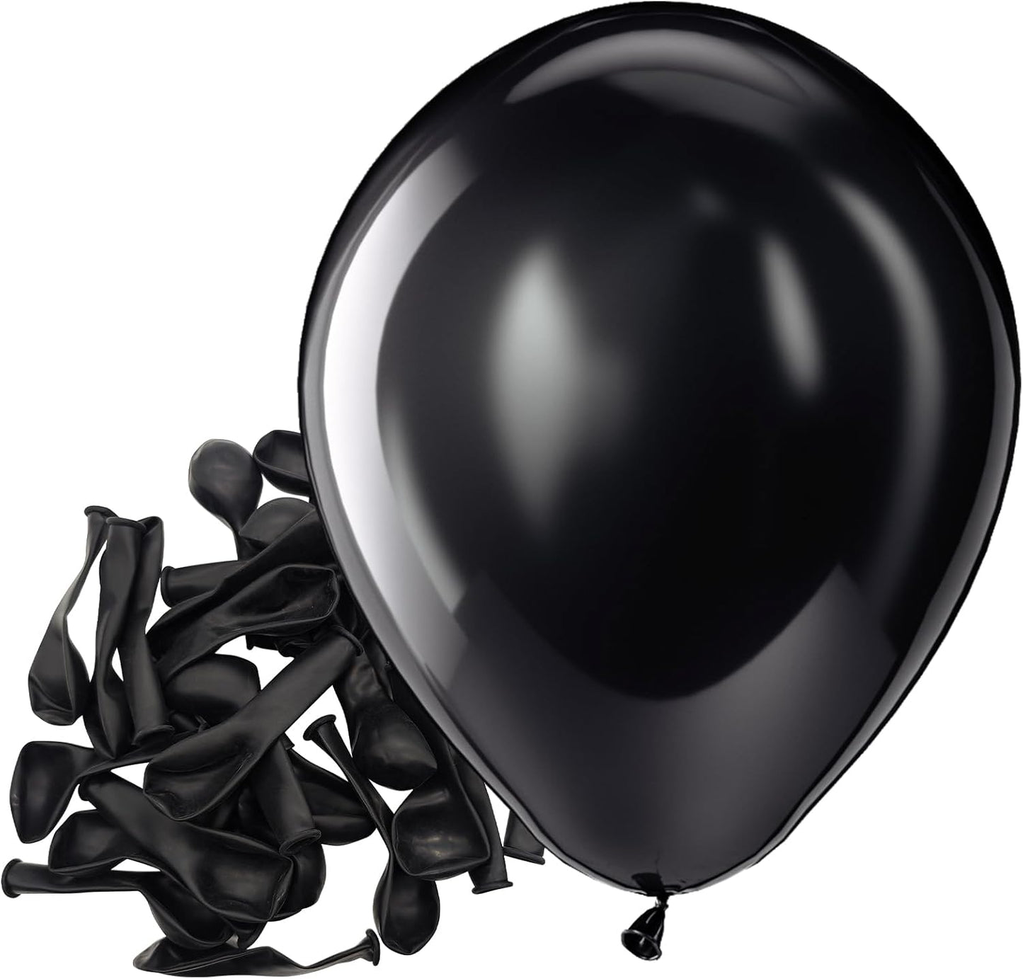 Bezente Black Balloons Latex Party Balloons - 150 Pack 5 inch Matte Black Helium Balloons for Black Themed Birthday Graduation Bridal Shower Halloween Party Decorations
