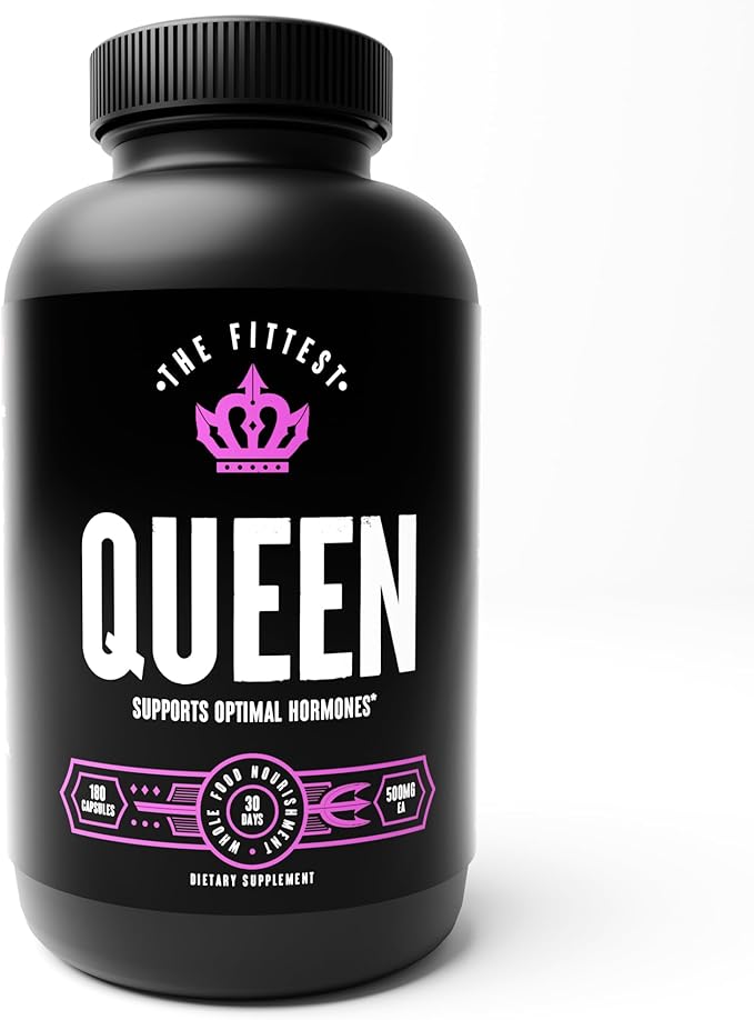 The Fittest Queen Supplement - Supports Hormone Balance, Fertility, Performance and Energy for Women - Grass fed Bovine Ovary, Liver, Bone Marrow & Heart - 180 Capsules