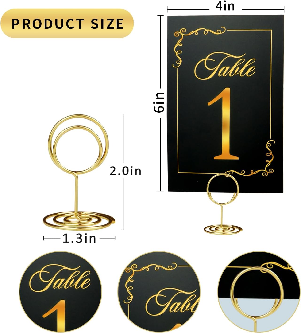 Wedding Table Numbers 1-40 and Head Table Card, Black Gold Cards with 41 Gold TableNumber Holders for Wedding Reception