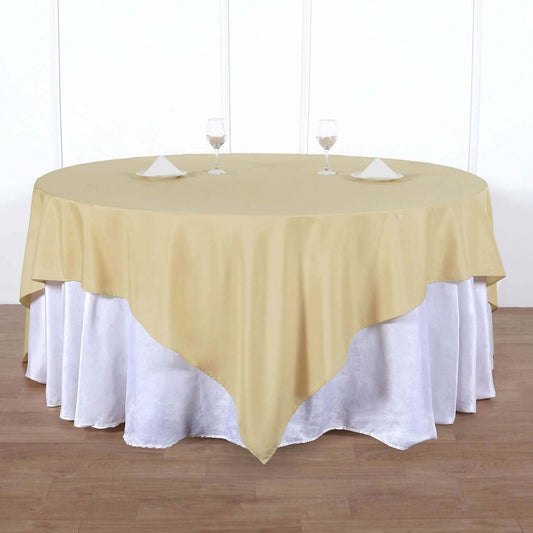Efavormart 90" Square Polyester Table Overlay for Wedding Kitchen Dining Events - Champagne