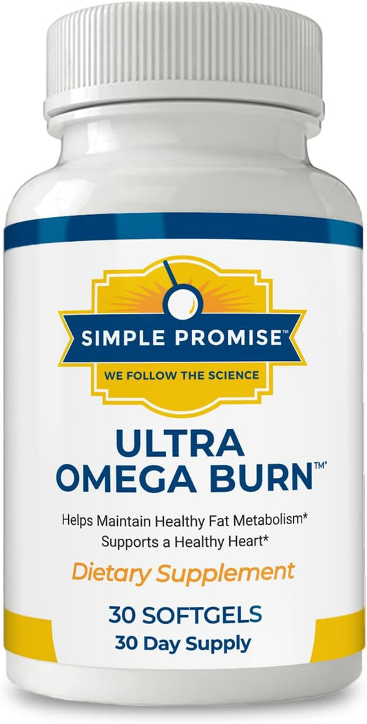 Simple Promise Ultra Omega Burn - Omega-7 Supplement with Pure Palmitoleic Acid - Fish Oil for Metabolism, Weight Support & Cardiovascular Health - Healthy Heart Support for Men & Women | 30 Softgels