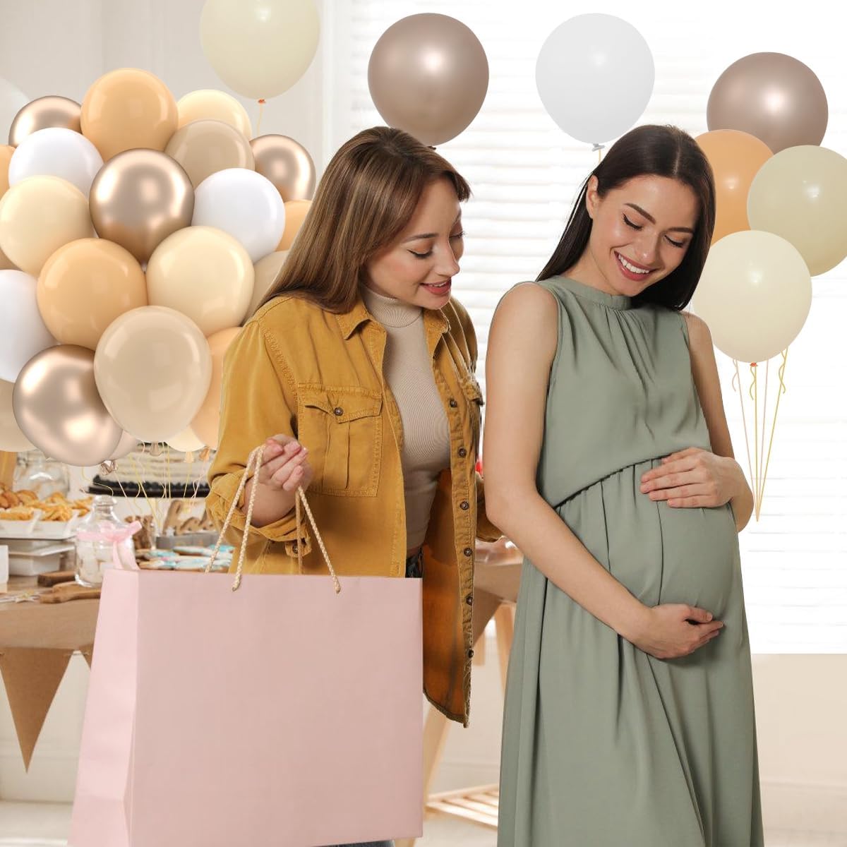 Patimate Beige Blush Neutral Balloons Set, 50 pcs 12 inch Metallic Champagne Blush Beige Sand White Latex Balloons Kit for Bridal Shower Bachelorette Teddy Bear Baby Shower Wedding Party Decorations