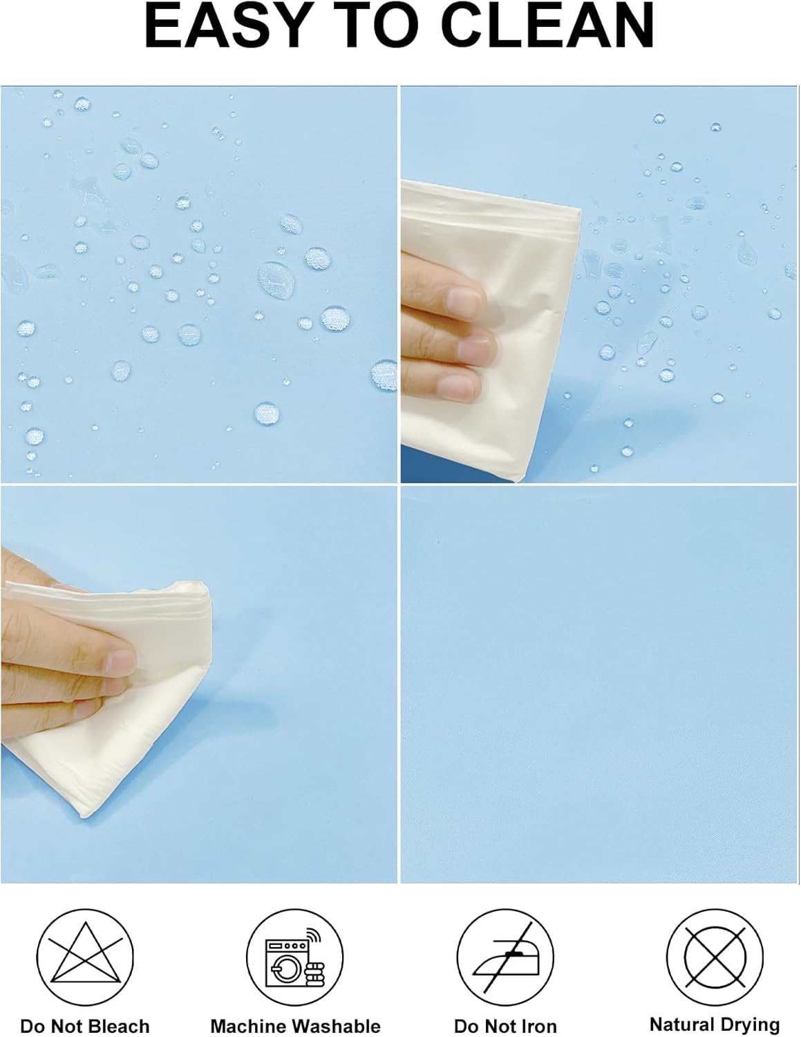 Fokitut 2 Pack Waterproof Rectangle Tablecloth, 90x132 Inch,Stain Resistant and Wrinkle Polyester Table Cloth, Fabric Table Cover for Kitchen Dining, Wedding, Party, Holiday Dinner-Blue Mist