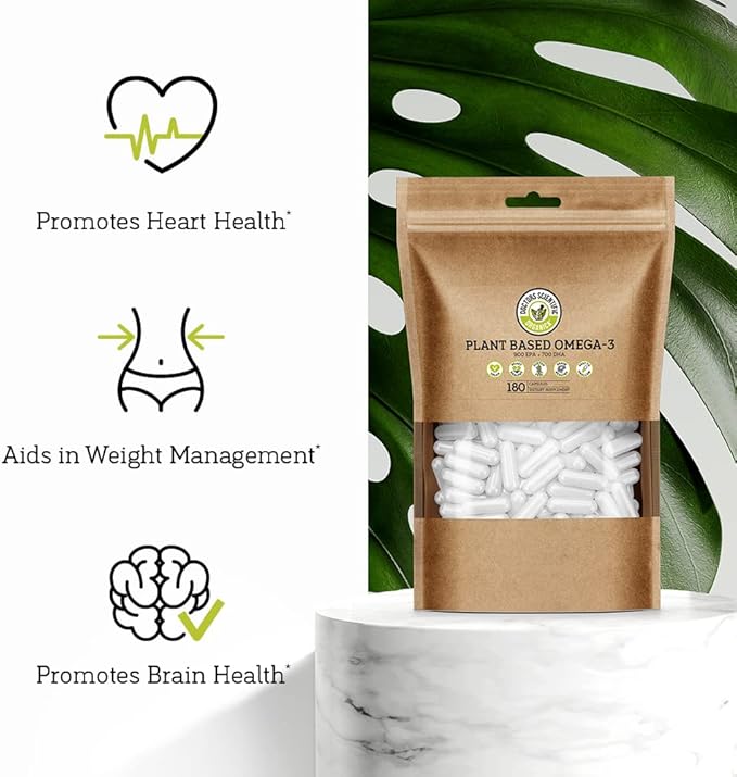 DSO Vegan Omega 3 Algae Supplement - 180 Capsules - Plant Based Fish Oil Alternative - EPA & DHA Supplements - Algae Omega 3 Fatty Acids Supplement - Eco-Friendly Packaging - Made in The USA