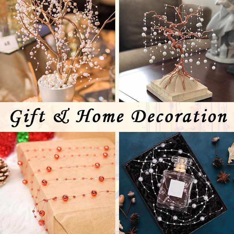 50pcs Pearls String Beads of Pearls, 10+5mm Silver Artificial Pearl String for Floating Candles Centerpieces, Vase Filler, Wedding Centerpiece Christmas Party Decor