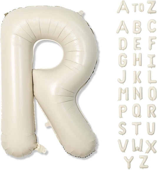 Big Alphabet Foil Word Balloons - 40 Inch Cream, Beige & White Large Inflatable Name Balloons for Women's Birthday Party Decoration