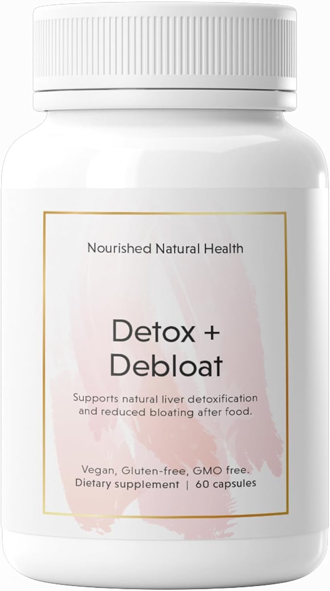 Nourished Natural Health Detox + Debloat - Milk Thistle & Dandelion Root Vegan Supplement for Women - Bloating Relief & Digestion Support - 60 Capsules