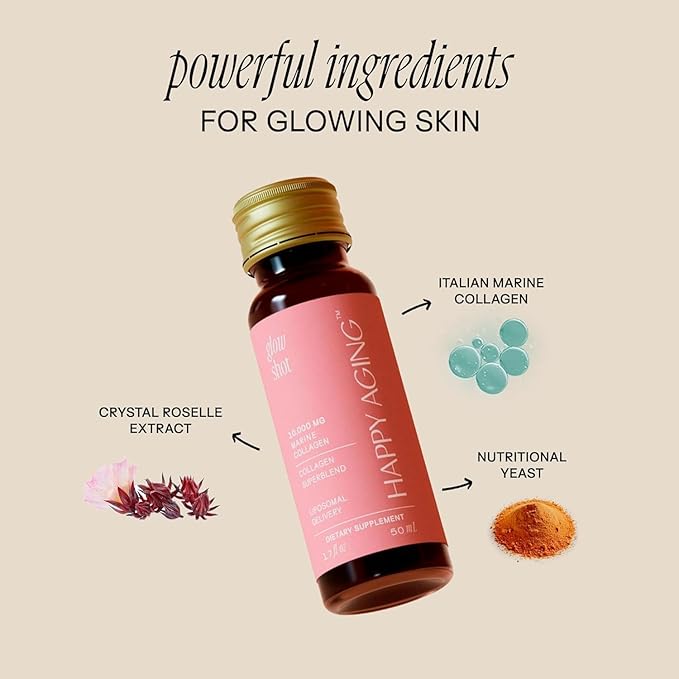 Glow Shot – 10,000mg Liquid Marine Collagen – Liposomal Absorption for Women – Hydrates & Firms Skin, Strengthens Nails – Ready-to-Drink, No Mixing Needed, Non-GMO, 10 Shots