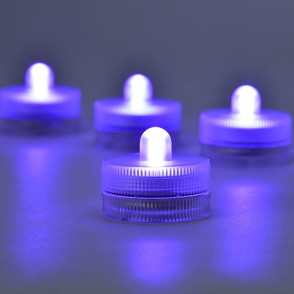 KITOSUN Submersible LED Lights cr2032 Battery Powered Underwater Waterproof LED Tea Light Candles for Events Wedding Centerpieces Vase Floral Xmas Holidays Home Decor Lighting(Pack of 12) (Purple)