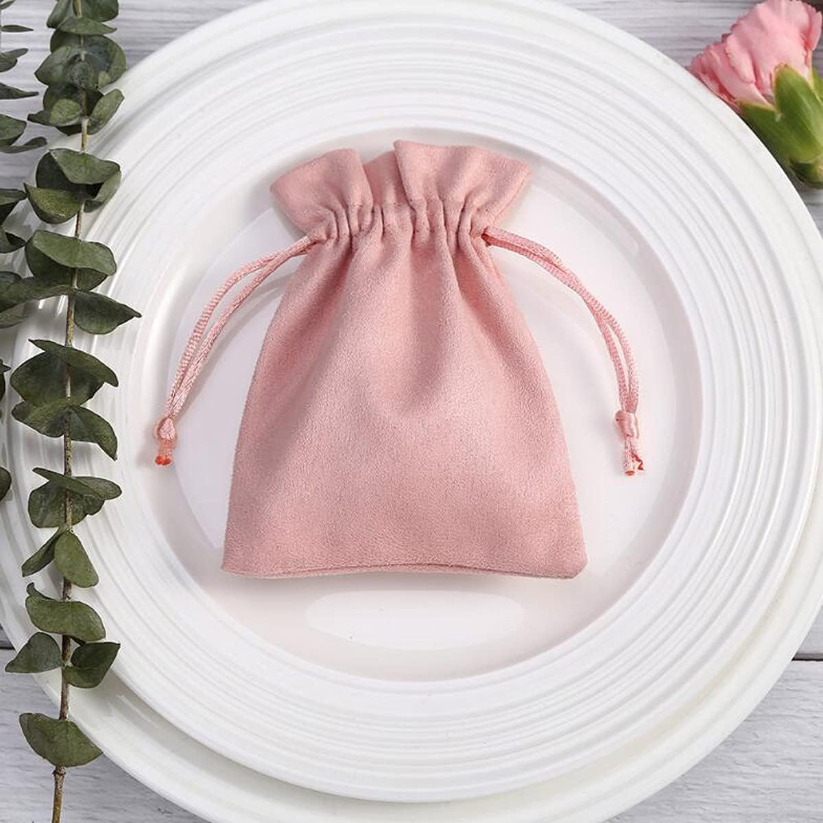 30 Pcs Pink Velvet Drawstring Bags Jewelry Pouches Jewelry Gift Bags Pouches Wedding Favors,3.5x4.7 inch