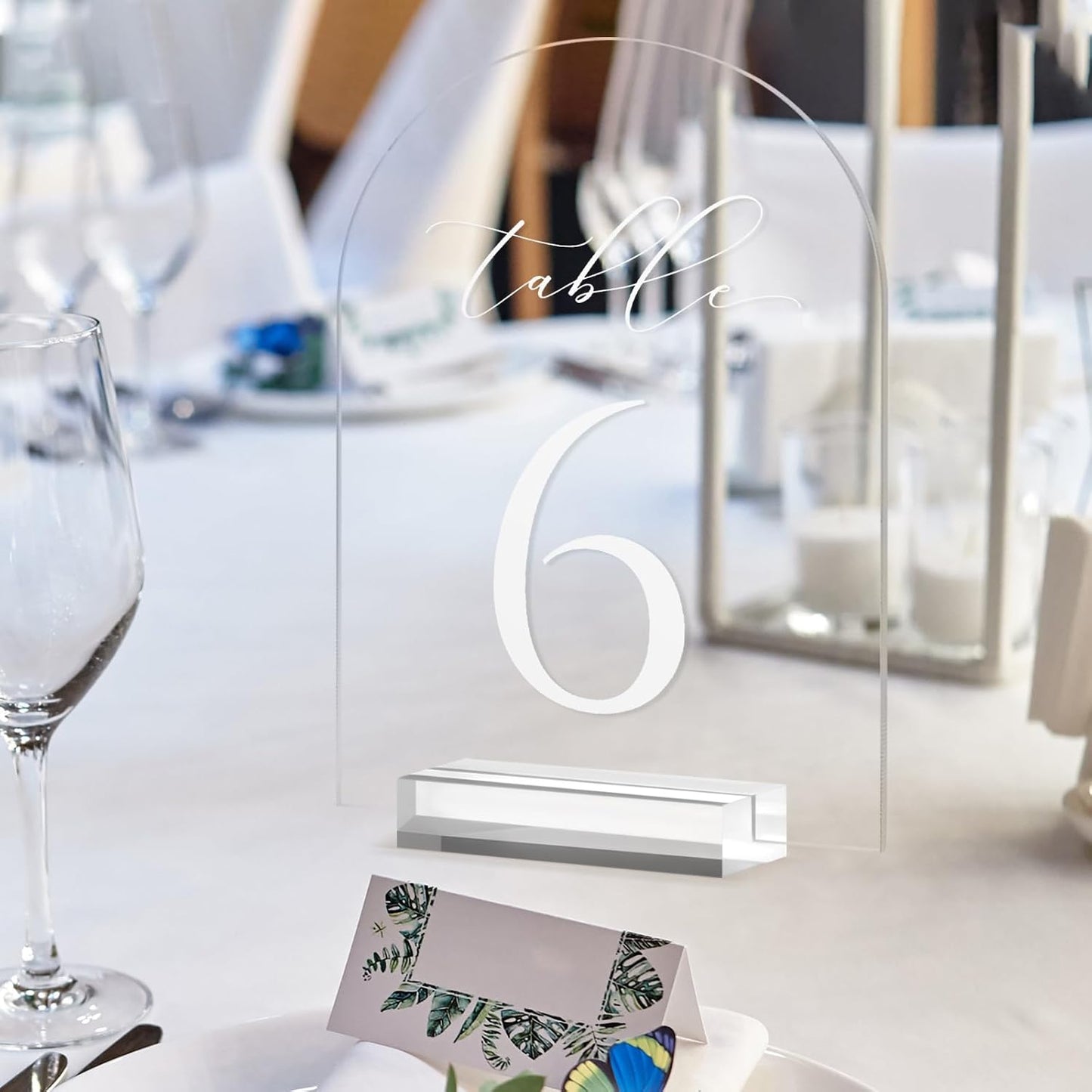 JINMURY Clear Arch Table Numbers for Wedding, 5x7 Inch Arched Acrylic Table Numbers 1-25 with Stands, Clear Acrylic Arch Sign with Holder for Centerpiece, Reception, Wedding, Party, Event