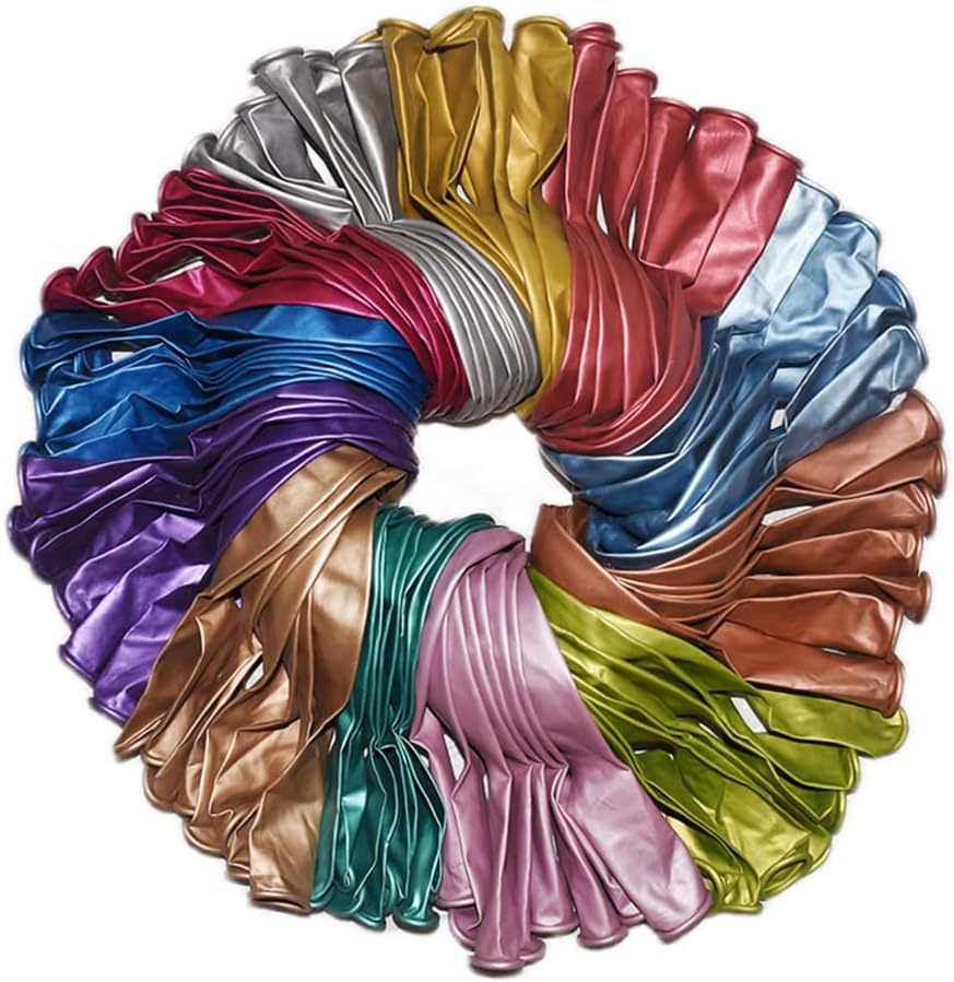 300 Pack Metallic Balloons 12 Inch Chrome Shiny Assorted Colors Latex Rainbow Bulk Balloon 12 Kinds Colorful for Birthday Wedding Bridal Baby Shower Supplies Party Decorations
