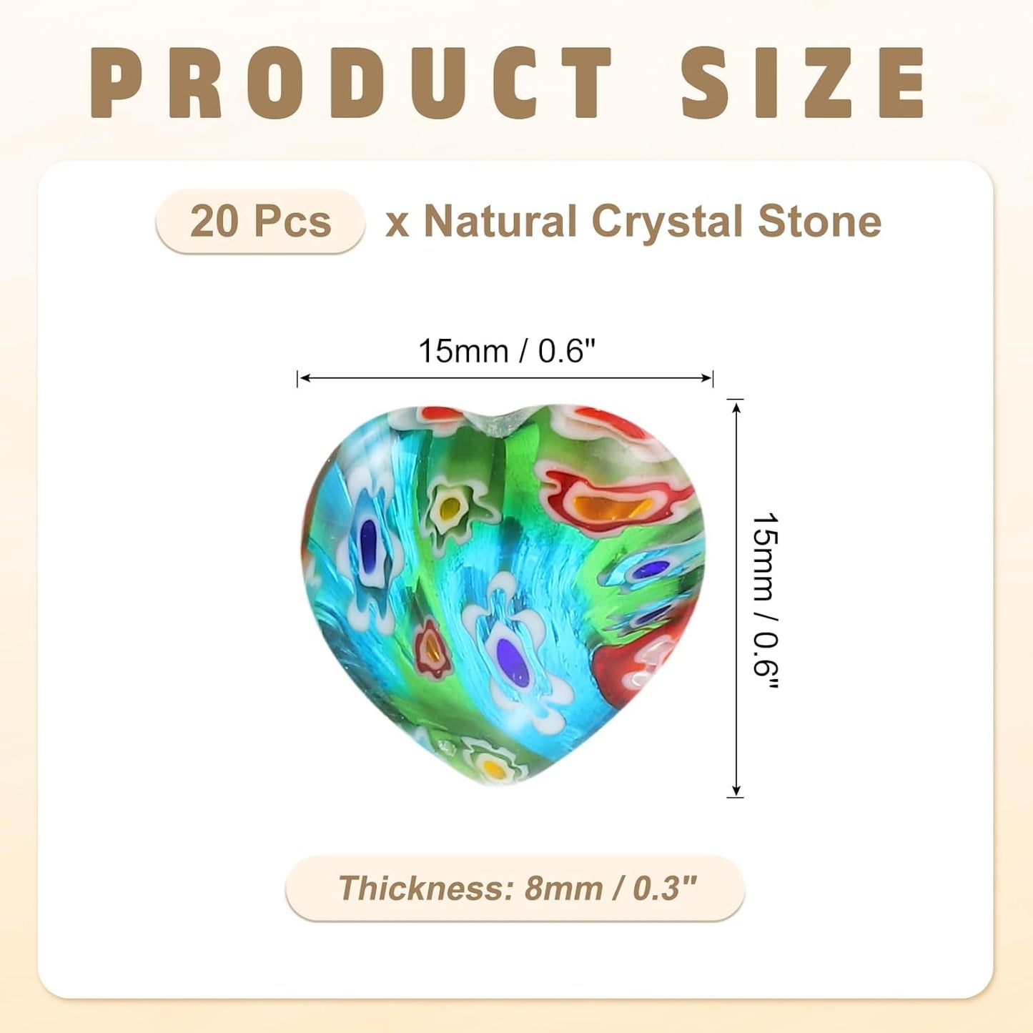 PATIKIL 20 Pcs Natural Heart Shaped Crystal Stone, 0.6 Inch Mini Polished Love Gemstone Crystal, Pocket Rock Engraved Worry Stones for Women Gifts Meditation, Rainbow Flower