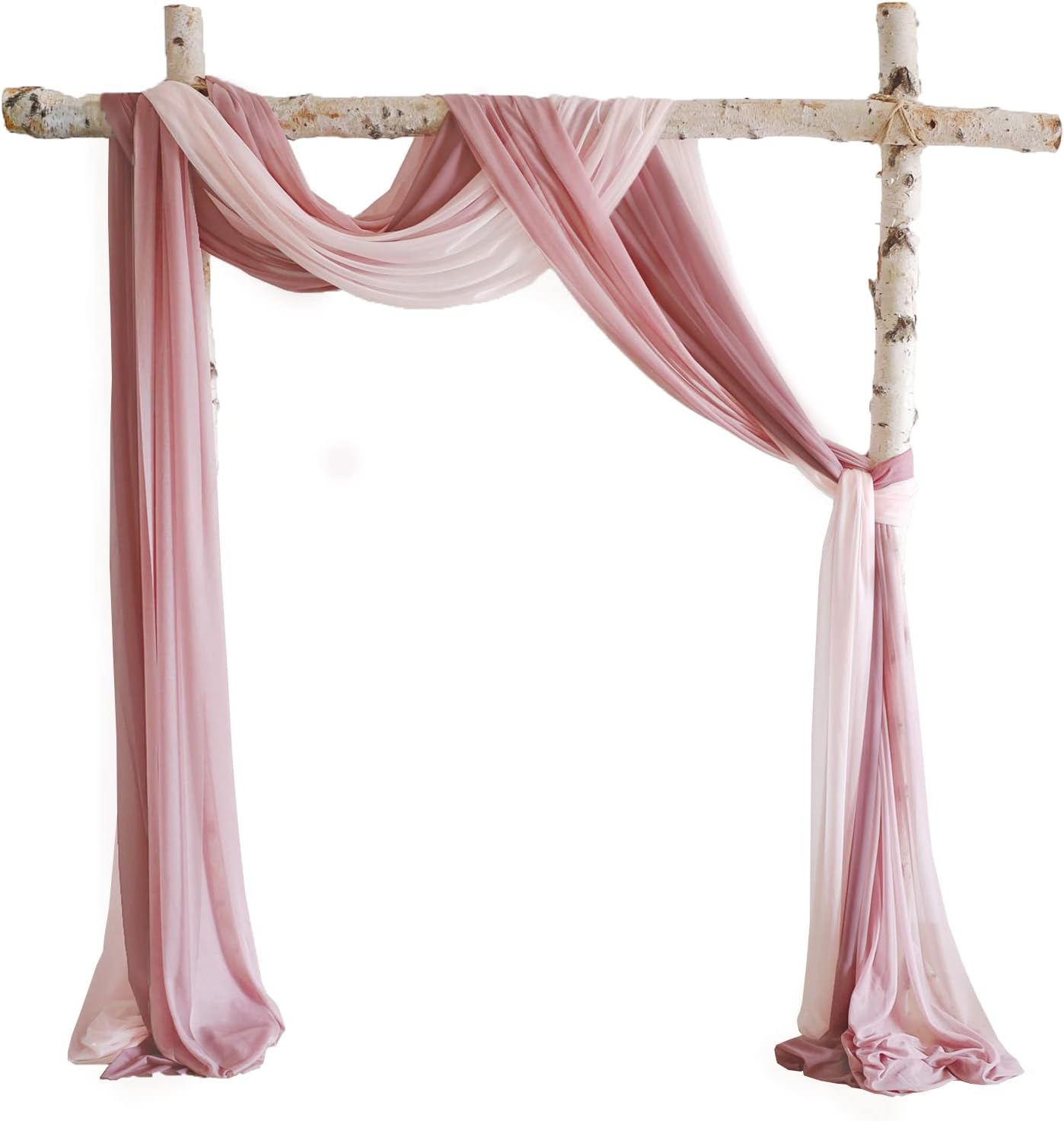 Lookein Arch Drapes for Wedding Party Reception Backdrop Wedding Arbor, 3 Panels 30" Wide 6.5 Yards, Blush& Dusty Rose& Mauve