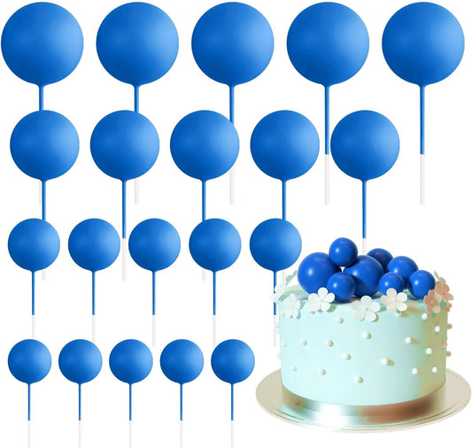 ASTARON 20 Pcs Ball Cake Topper Decorations Mini Balloons Cake Topper Sticks Royal Blue Balls Cake Picks for Graduation Wedding Birthday Cake Decorations