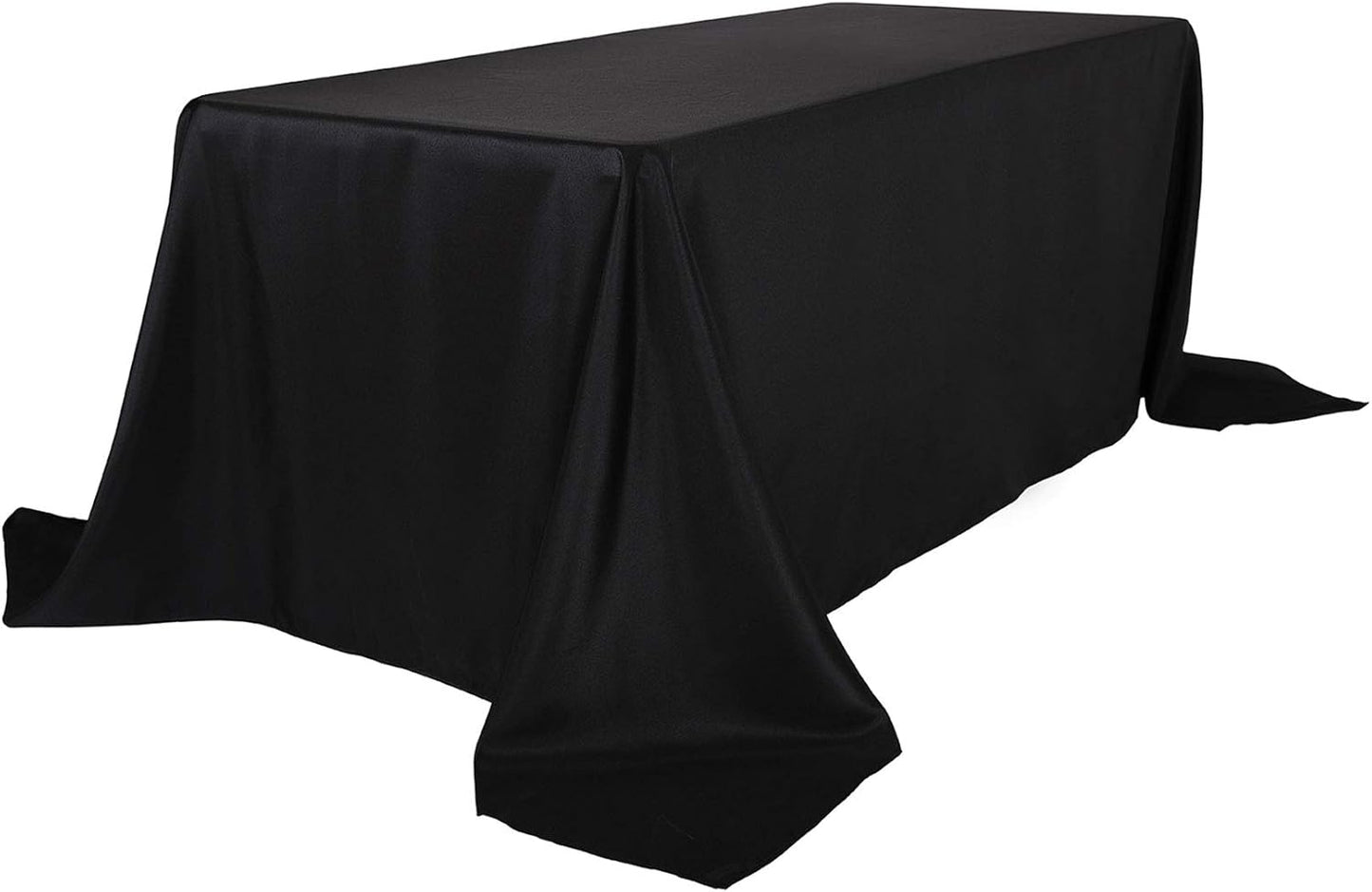 Ascoza 12pack 90x132 Inch Black Rectangular Tablecloth 8 Feet Table Cloth in Polyester Fabric for Wedding/Banquet/Restaurant/Parties