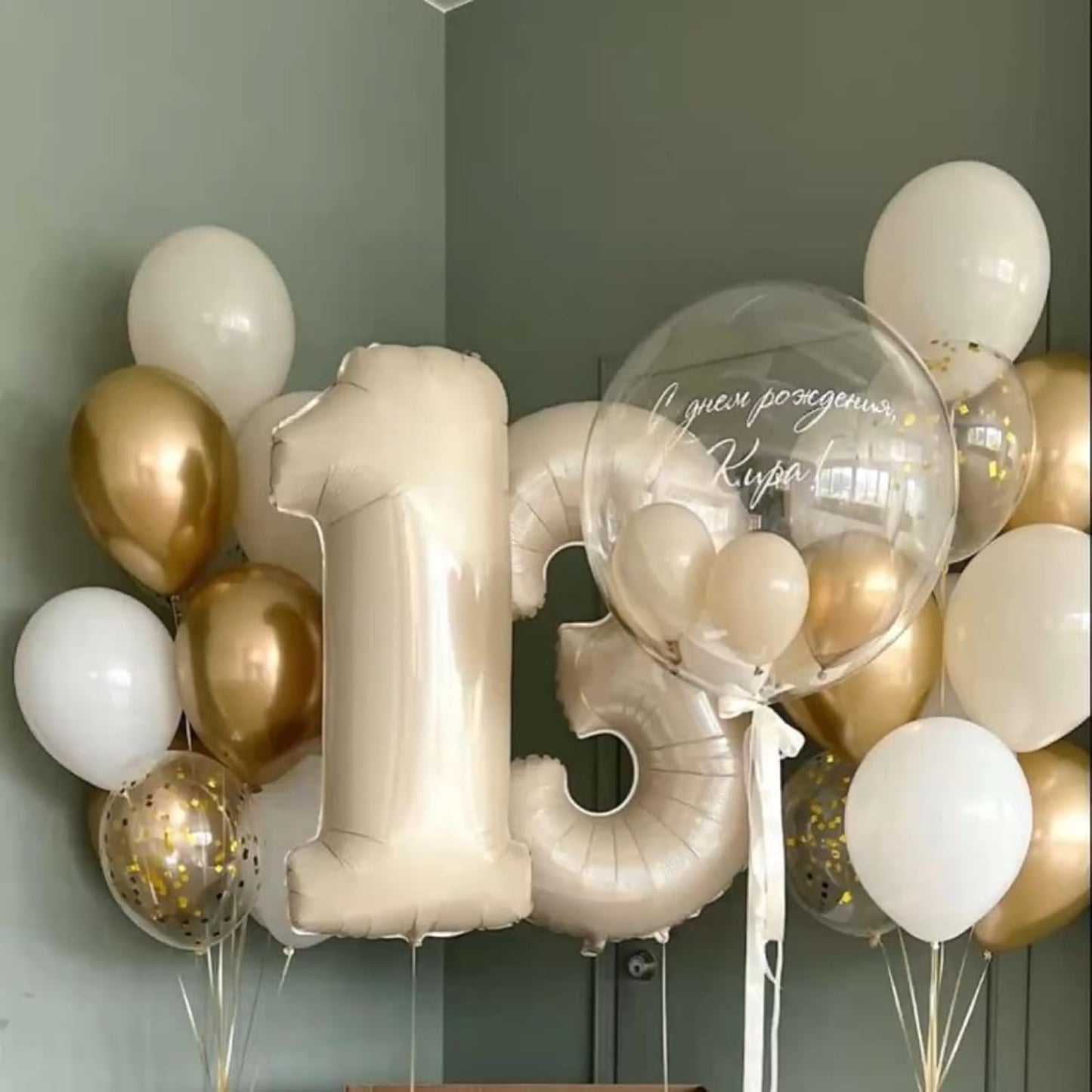 40 Inch Cream White Large 0-9 Numbers Balloons Digit 3 Helium Balloons 3rd Year Old Birthday Decor Foil Mylar Big Number Balloons for Birthday Party Anniversary Supplies
