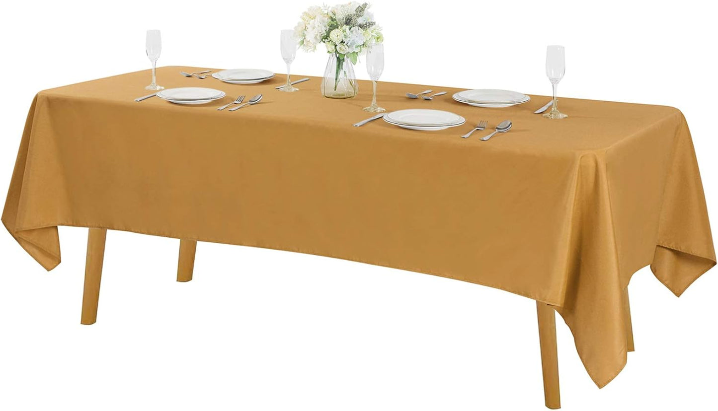 Rectangle Tablecloth 60x102 inch Washable Polyester Fabric Table Cloth for Wedding Party Dining Banquet Decoration（60x102, Gold）
