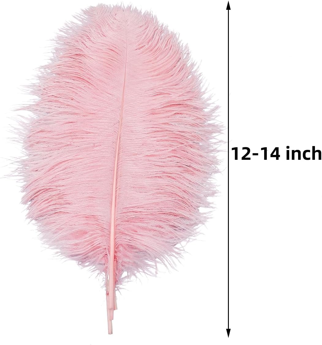 Ballinger Lotus Pink Ostrich Feathers - 24Pcs 12-14inch Large Feathers Bulk for Vase,Party Centerpieces,Wedding and Home Decor