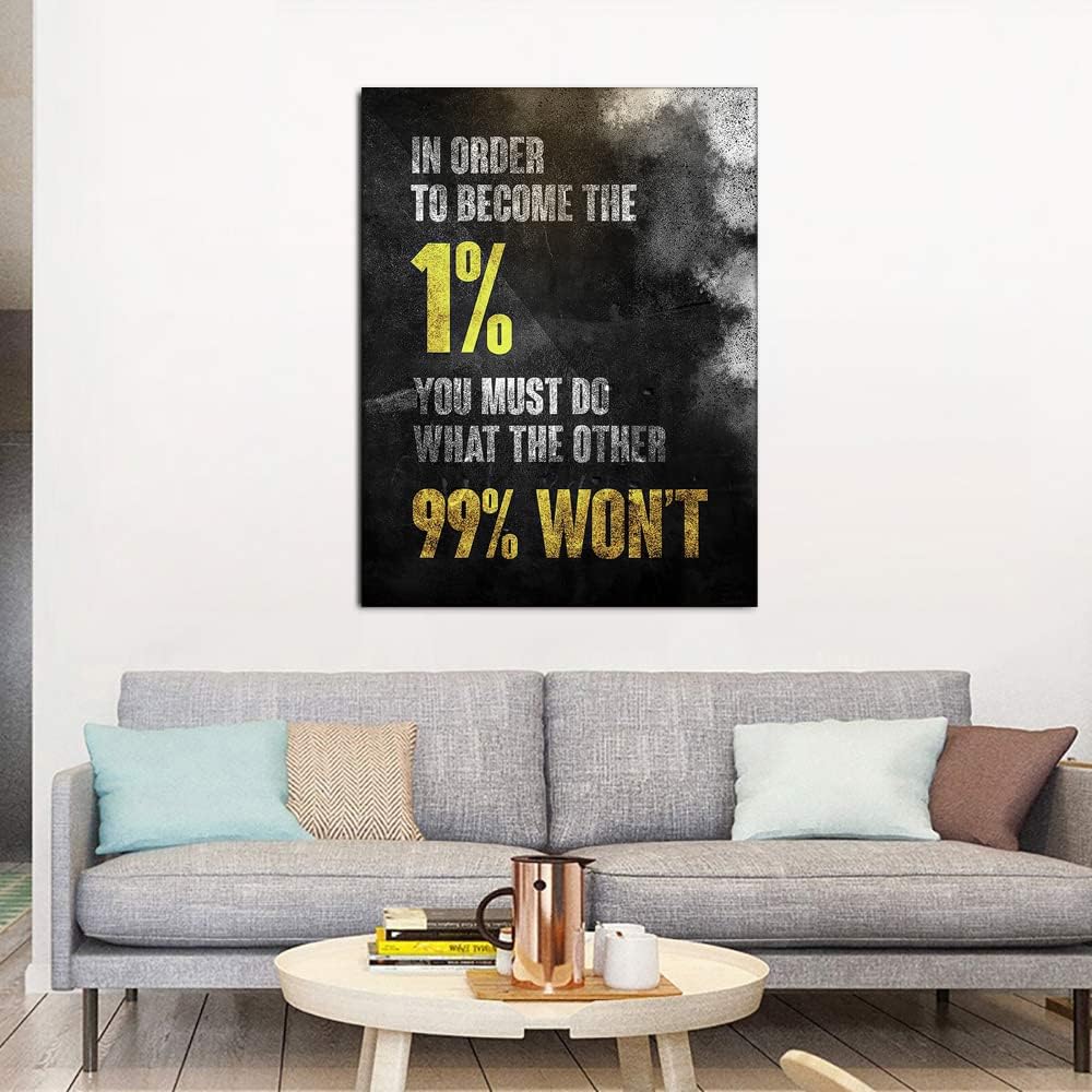 1% Entrepreneur Motivational Canvas Wall Art -Inspirational Office Wall Art Poster Quotes - Canvas Artwork Picture Print Framed for Home Office Bathroom Bedroom Wall Decor-16"x20"