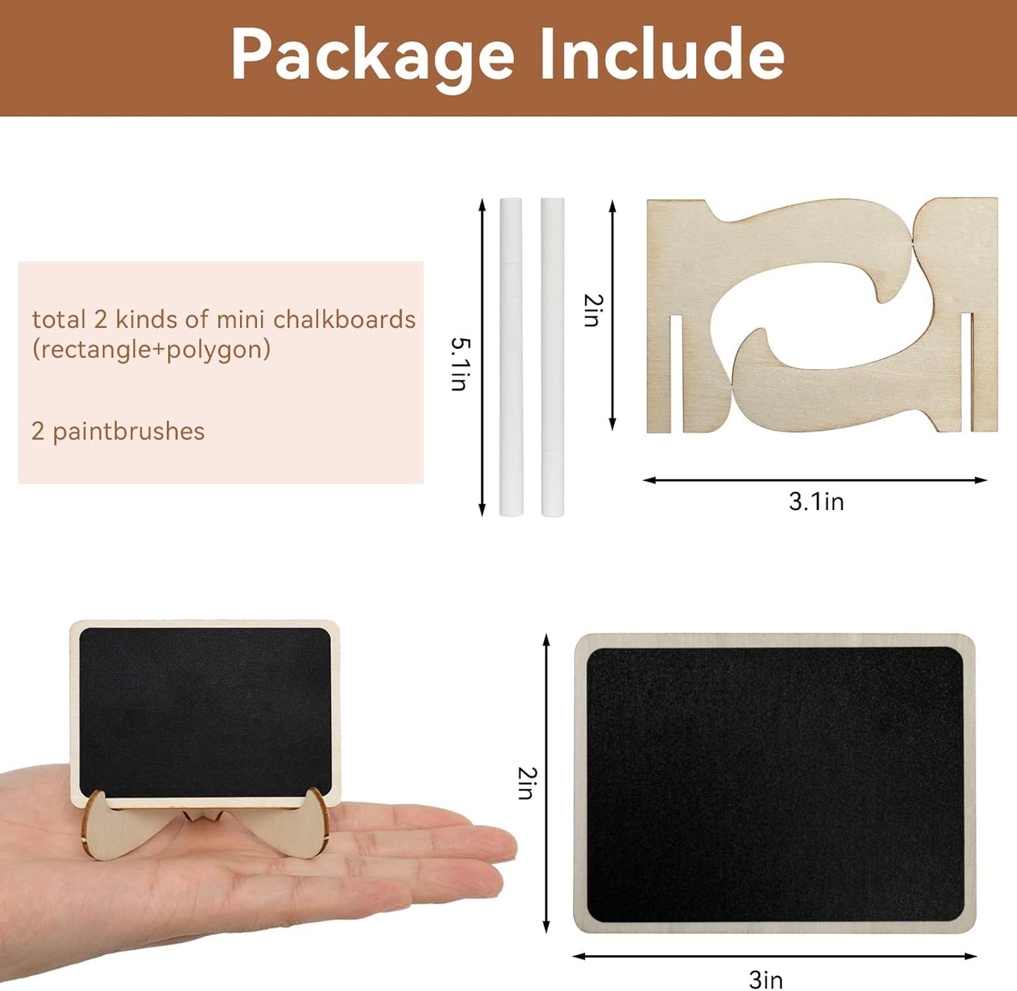 Mini Chalkboard Signs with Stands – Reusable Wooden Food Labels for Party, Buffet & Wedding – Includes 2 Chalk Markers – Mini Chalkboards for DIY Crafts & Food Display (Small)