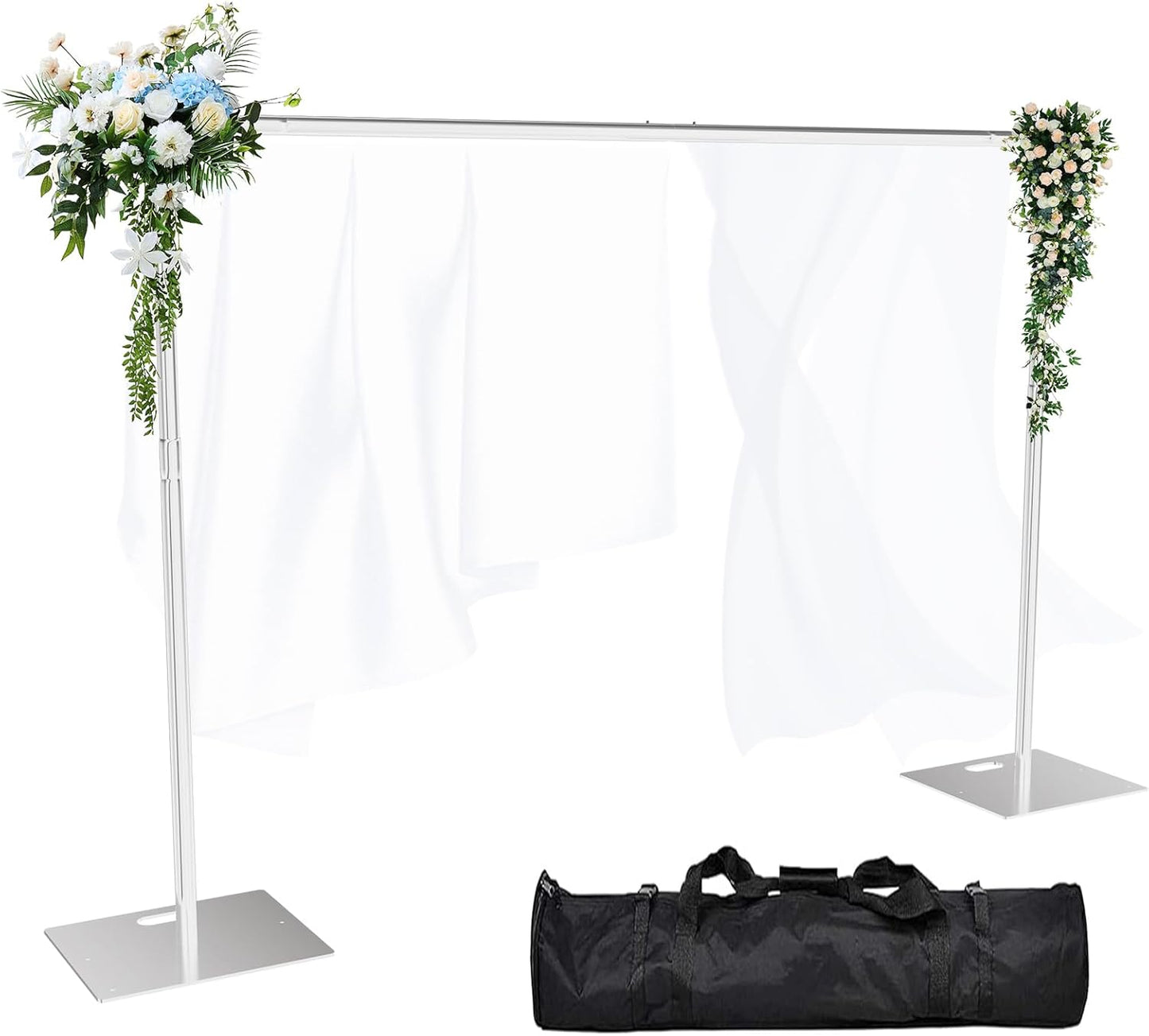 Pipe and Drape Backdrop Stand Kit Backdrop Stand For Parties 8x10 FT Adjustable Photo Backdrop Stand Heavy Duty Background Stand for Wedding Banquet Decorations Silvery