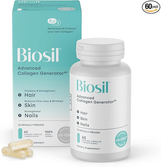 Biosil Collagen Booster Supplement - 60 Original Capsules - Patented ch-OSA Activator for Skin, Hair, Nails & Joints - Supports Natural Production - 30-Day Supply
