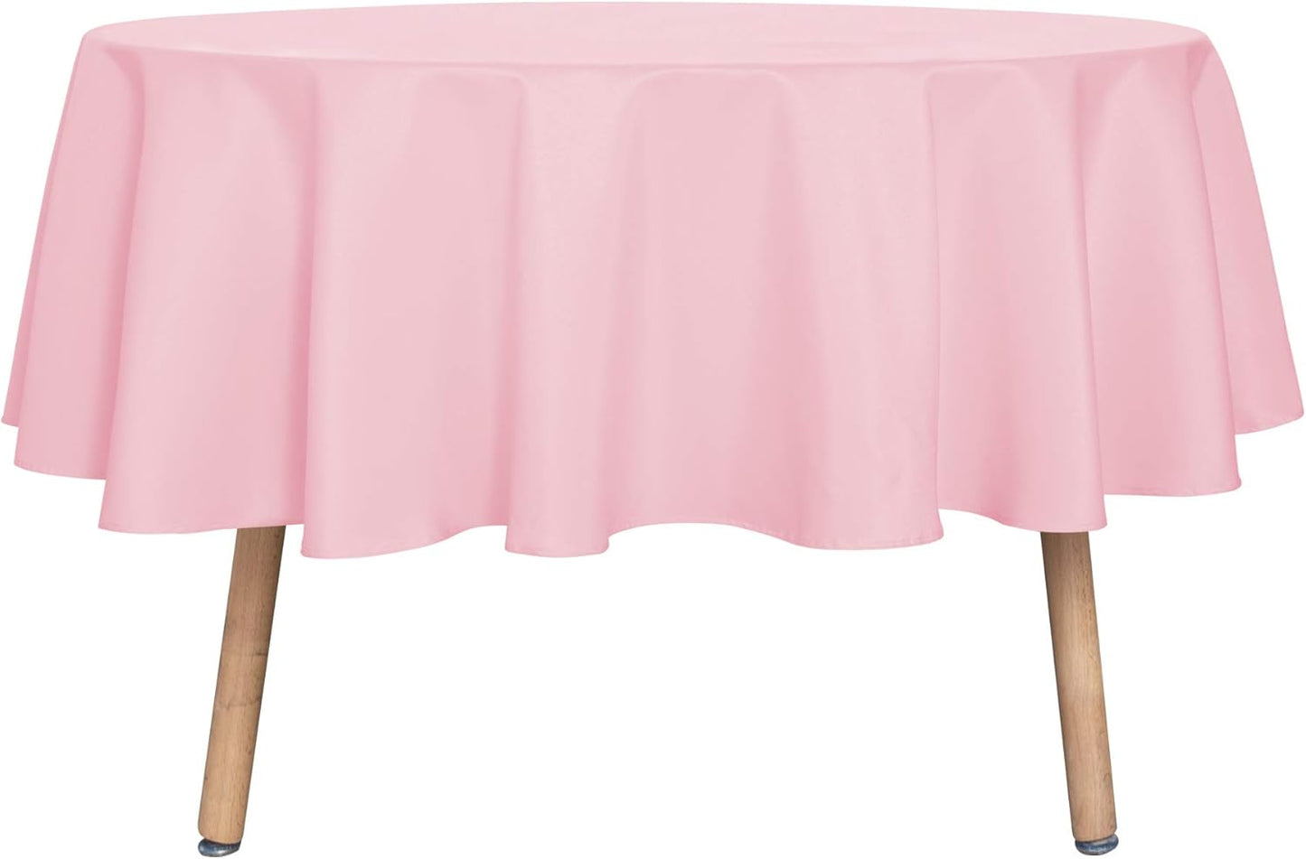 sancua Round Tablecloth - 70 Inch - Water Resistant Spill Proof Washable Polyester Table Cloth Decorative Fabric Table Cover for Dining Tables, Buffet Parties and Camping, Pink