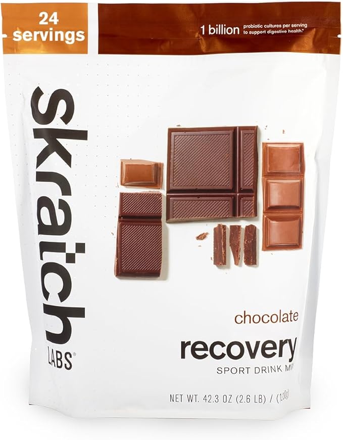 Skratch Labs Post Workout Recovery Drink Mix with Chocolate, (41.6 oz, 24 Servings) with Complete Milk Protein of Casein and Whey and Probiotics, Gluten Free, Kosher, Natural, Vegetarian