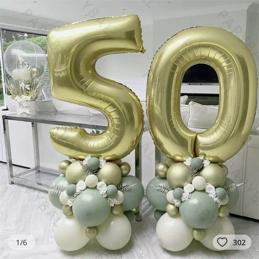 40 Inch Numbers 5 Light Gold Large Balloon Digital 5 for Birthday Party, 0-9 Birthday Party Decorations,Foil Mylar Big Number 5 Wedding Graduations Photo Shoot Decorations(Number 5)