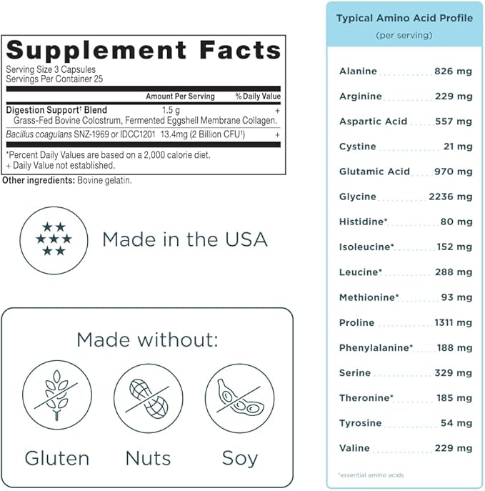 Ancient Nutrition Colostrum Superfood + Collagen, Grass Fed Bovine Colostrum, Fermented Eggshell Membrane Collagen, Supports Healthy Gut Microbiome and Immune System, 75 Count