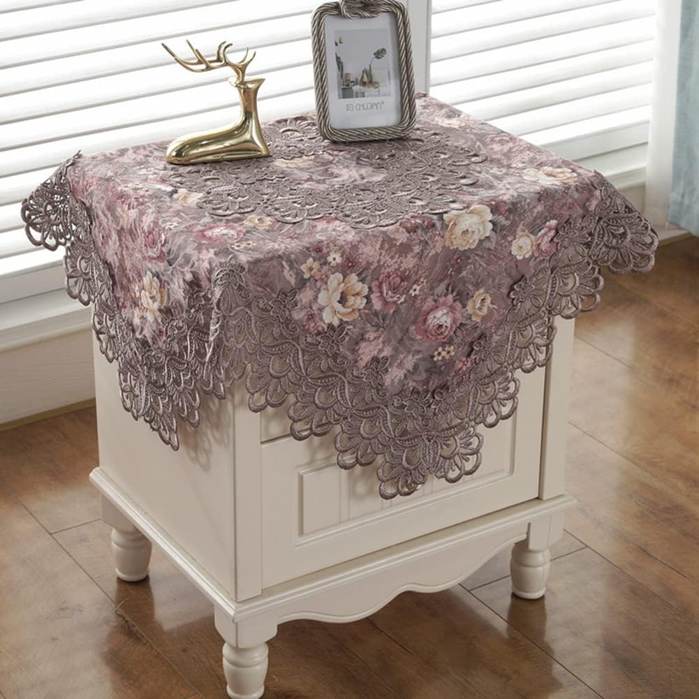 vctops Damask Lace Patchwork Tablecloth Luxury Square Small Table Cover Elegant Floral Embroidered Lace Table Cloth for Party Kitchen Dinning Picnic Decoration (Type F,22"x22")