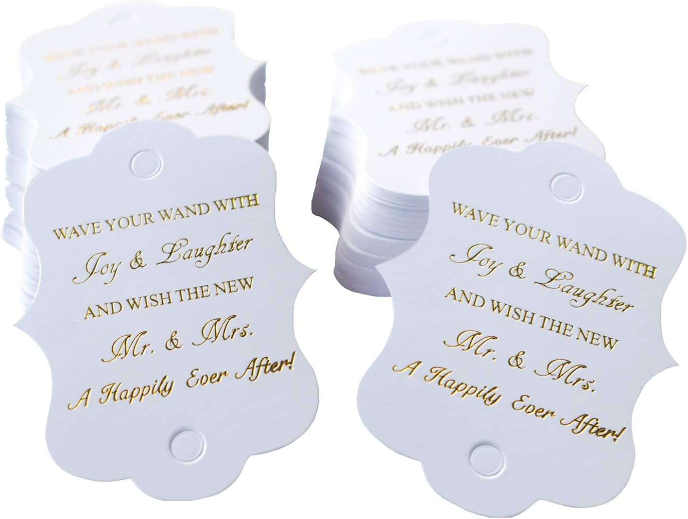 Kingsnow 100 Pack Wedding Ribbon Wand Favor Tags, Ribbon Wands Send Off Tag Exit Wand Tags for Wedding Wands