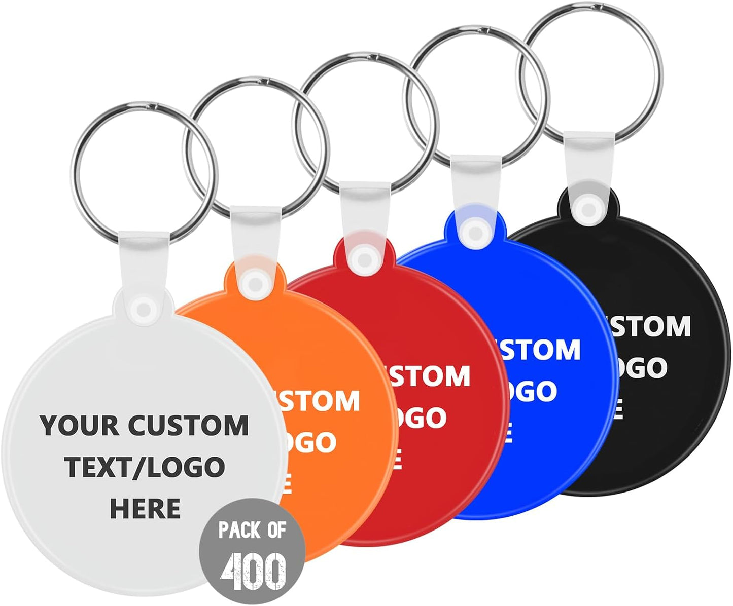 Custom Round Soft Keychains 400 Pack, Personalized Logo, Text Bulk - Perfect for Tradeshows, Party Favors, Events - Customizable Key Tags