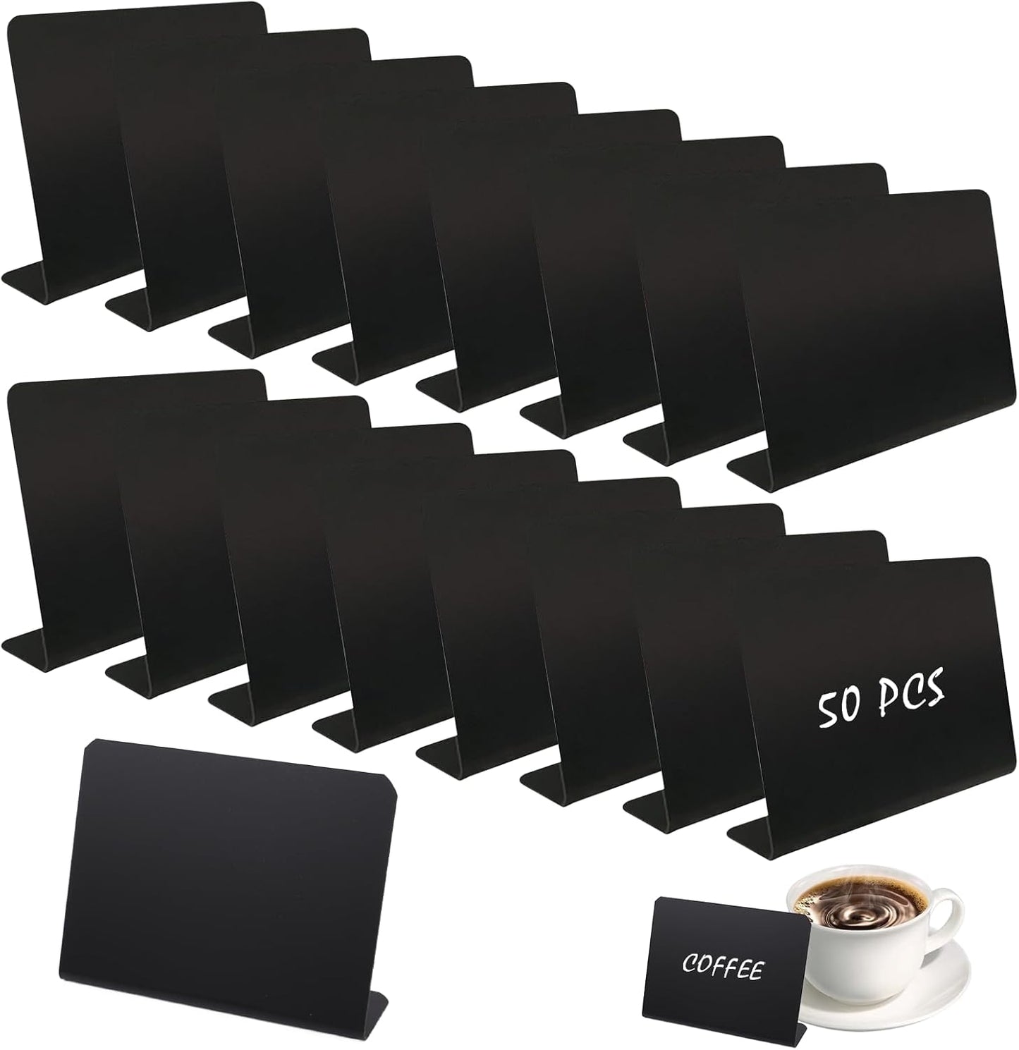 50 Pcs Mini Chalkboard Signs, 4"x3" Food Labels for Weddings Birthday Parties Message Board Signs Buffet Bakery and Retail