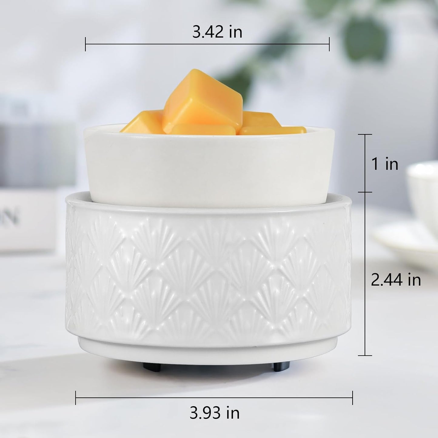 mocosa Ceramic Wax Warmer Wax Melt Warmer for Scented Wax 3-1 Electric Candle Warmer Home Fragrance Wax Burner as Gifts for Mom Grandma Women(White-Fan Shaped)